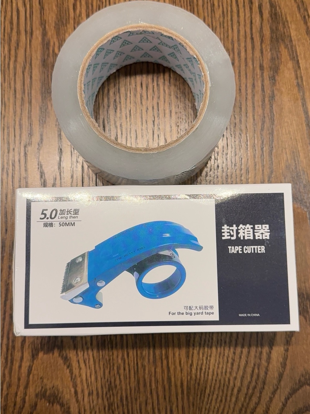 Clear Packing Tape Roll with Tape Cutter Packaging